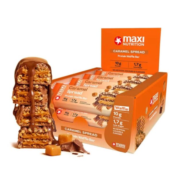 MAXI NUTRITION CRISPY WAFFLE PROTEIN BAR 39G Caramel Spread MAXI NUTRITION CRISPY WAFFLE PROTEIN BAR 39G Caramel Spread